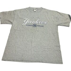 Vintage Lee Sport Y2K 2005‎ Gray T-Shirt New York Yankees MLB Baseball Men's XL